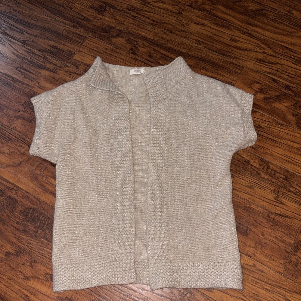 Ypsilon Donna Women's M Sweater Brown Gold Streaked Cardigan Made in Italy